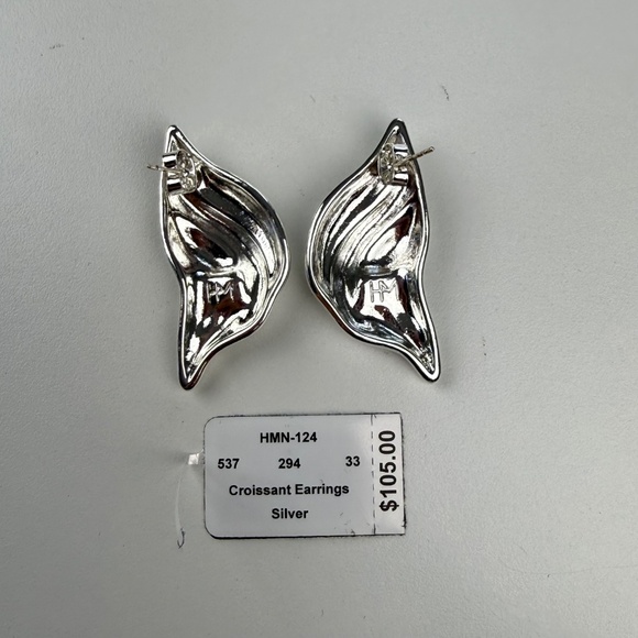 Heaven Mayhem Womens Silver Plated Brass Croissant Earrings - Picture 4 of 7